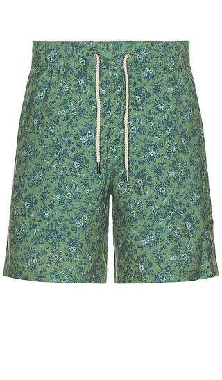 the Bayberry Swim Shorts in Green Mini Floral | Revolve Clothing (Global)