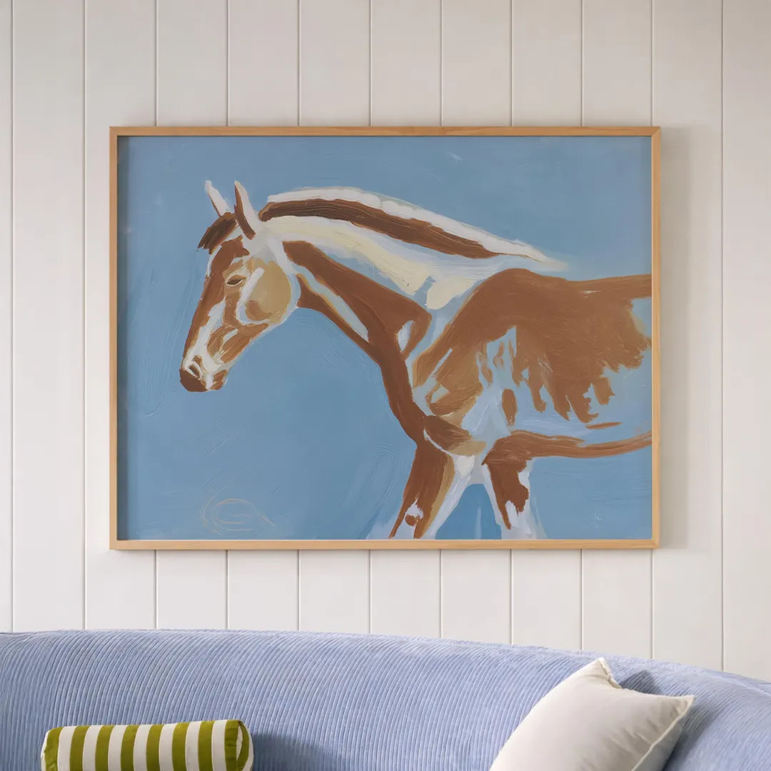 Abstract Horse Art Print – Modern Equestrian Wall Art in Blue and Brown | Etsy (US)