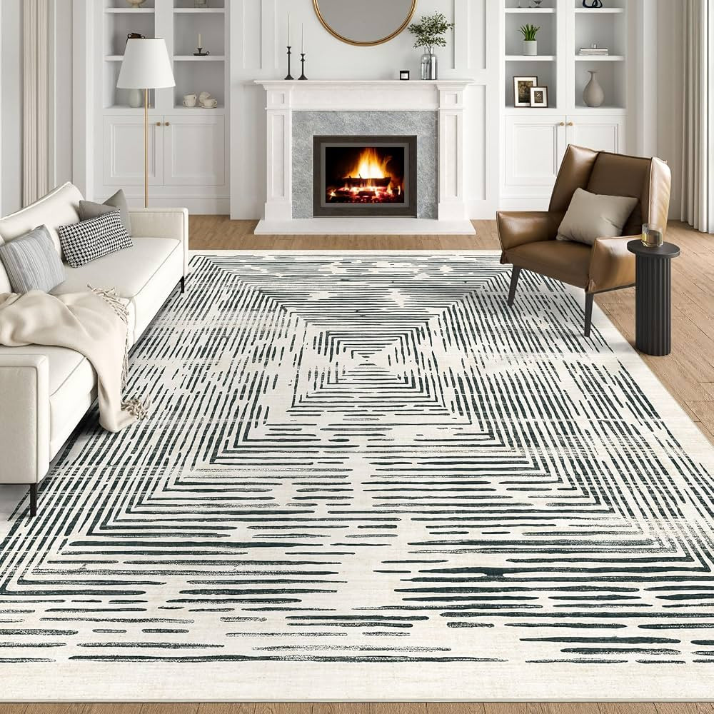 BLISSA 6x9 Area Rugs for Bedroom, Soft Washable Black White Lines Modern Abstract Throw Rug Stain... | Amazon (US)