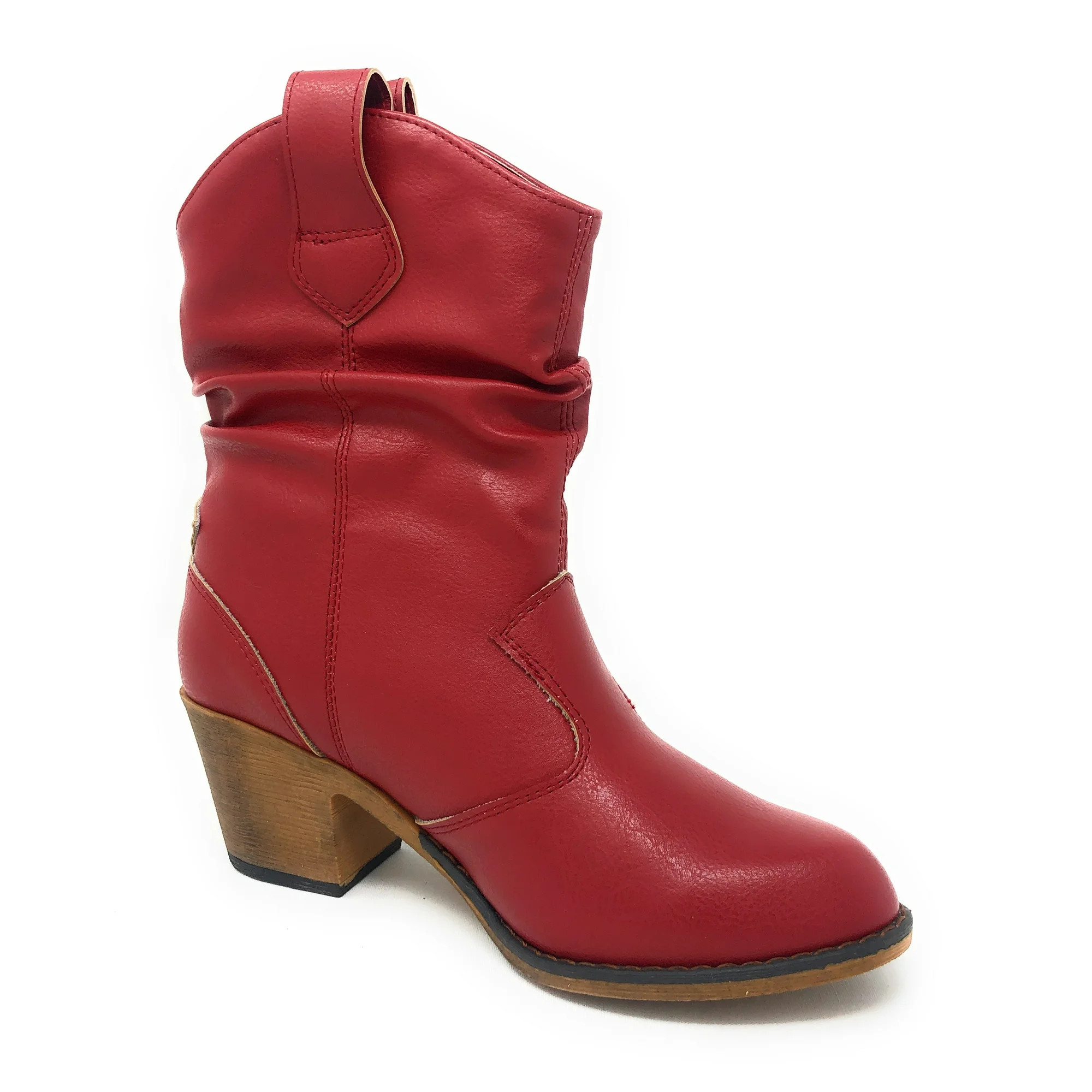 Charles Albert Modern Western Cowboy Boots for Women Fashion Cowgirl Boots Pull Up Low Heel Mid-C... | Walmart (US)