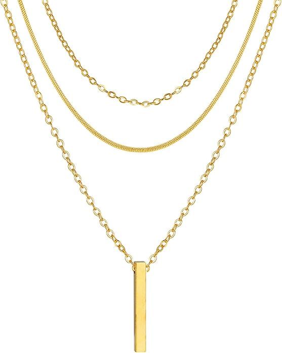 Elletwinkle Gold Layered Necklace for Women,14k Layered Choker Necklace for Women with Lobster Cl... | Amazon (US)