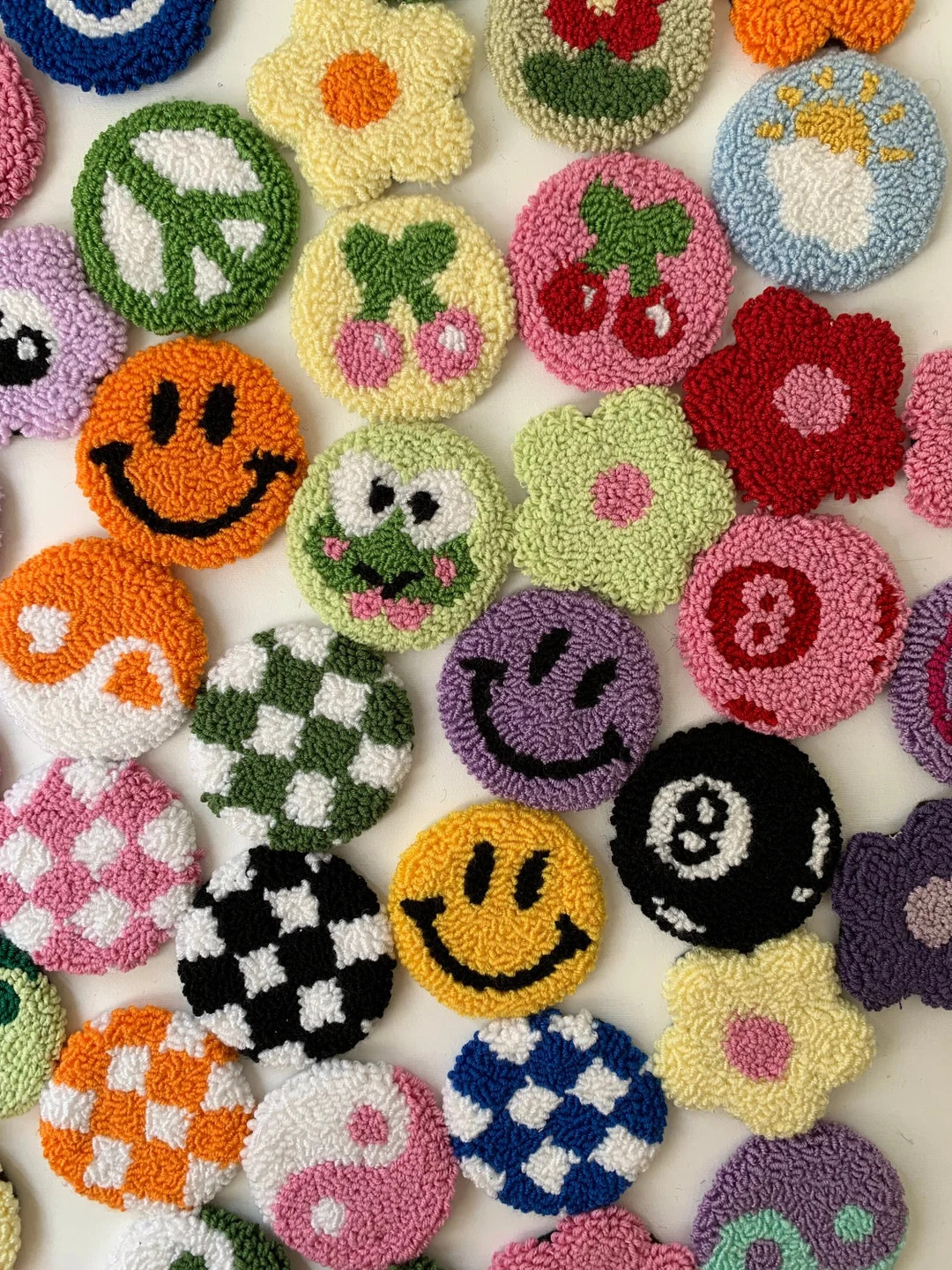 Punch Needle Car Coaster, Tufted Car Coaster, Set of 2 Car Coaster, New Car Gift, Danish Pastel C... | Etsy (US)