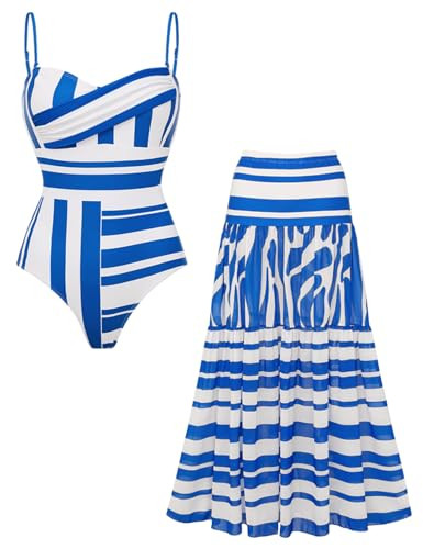FLAXMAKER Women's Adjustable Shoulder Straps Bathing Suits Sling Water Ripple Printed One Piece S... | Amazon (US)