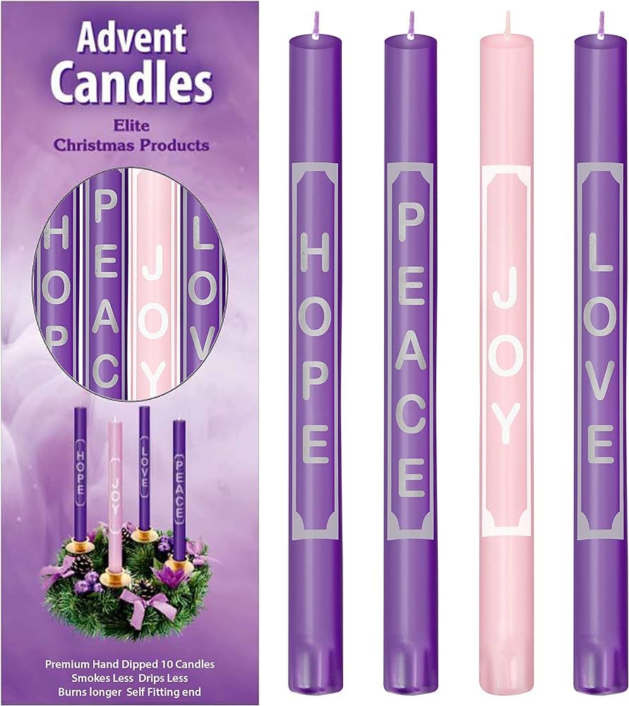 Advent Candles with Words Love, Peace, Hope, Joy On The Candles - Christmas Advent Candle Set of ... | Amazon (US)