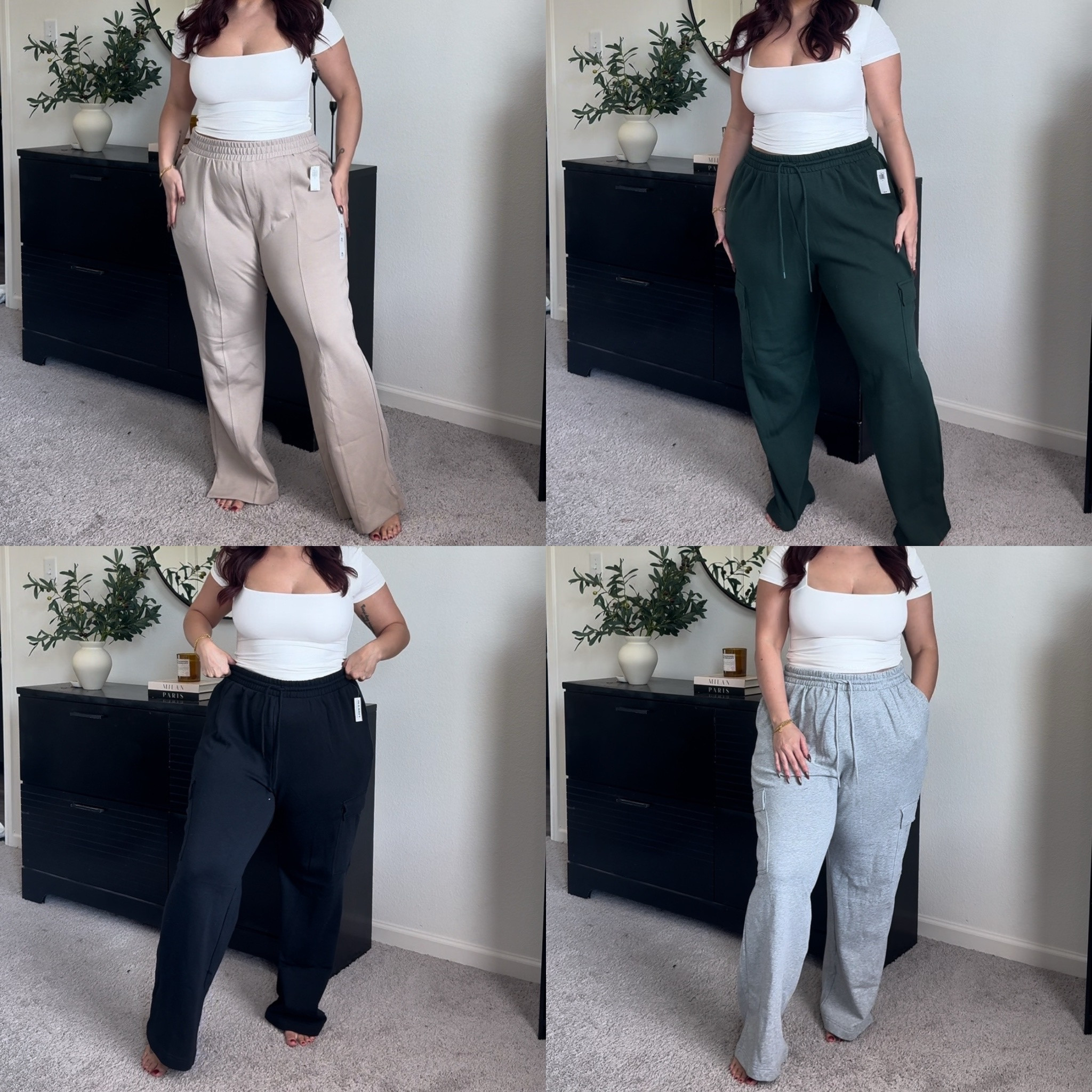 Old navy sweatpants!  Wearing size XL in all of them | white top: XL 

#LTKmidsize