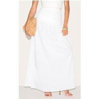White Cotton Ruched Waist Maxi Skirt | PrettyLittleThing US