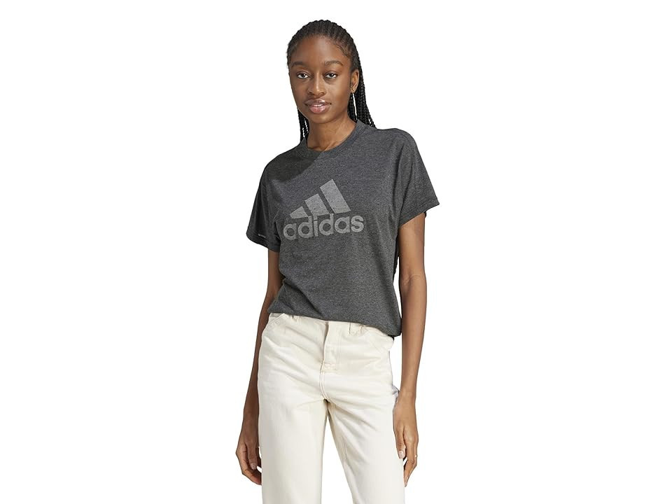 adidas Winners 3.0 T-Shirts Women's Clothing Black Melange/Grey Three : XS, Cotton/Polyester/Rayon | Zappos