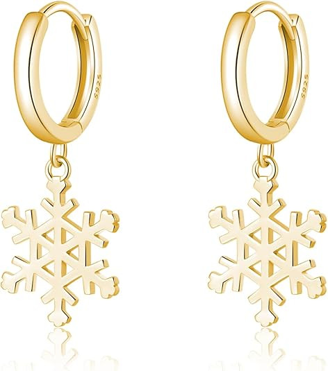 SLUYNZ Solid 925 Sterling Silver Snowflake Hoop Earrings for Women Teens Frozen Flower Hoop Earri... | Amazon (US)