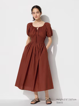 WOMEN'S VOLUME SLEEVE DRESS | UNIQLO AU | Uniqlo Australia