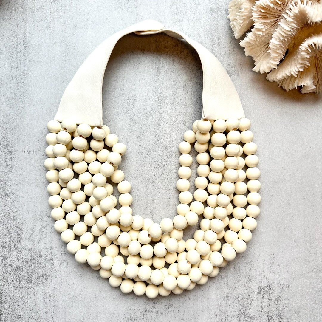 Color Wooden Ball Magnetic Statement Necklace, Layered Multi Beaded Chunky Necklace, Mother’s D... | Etsy (US)