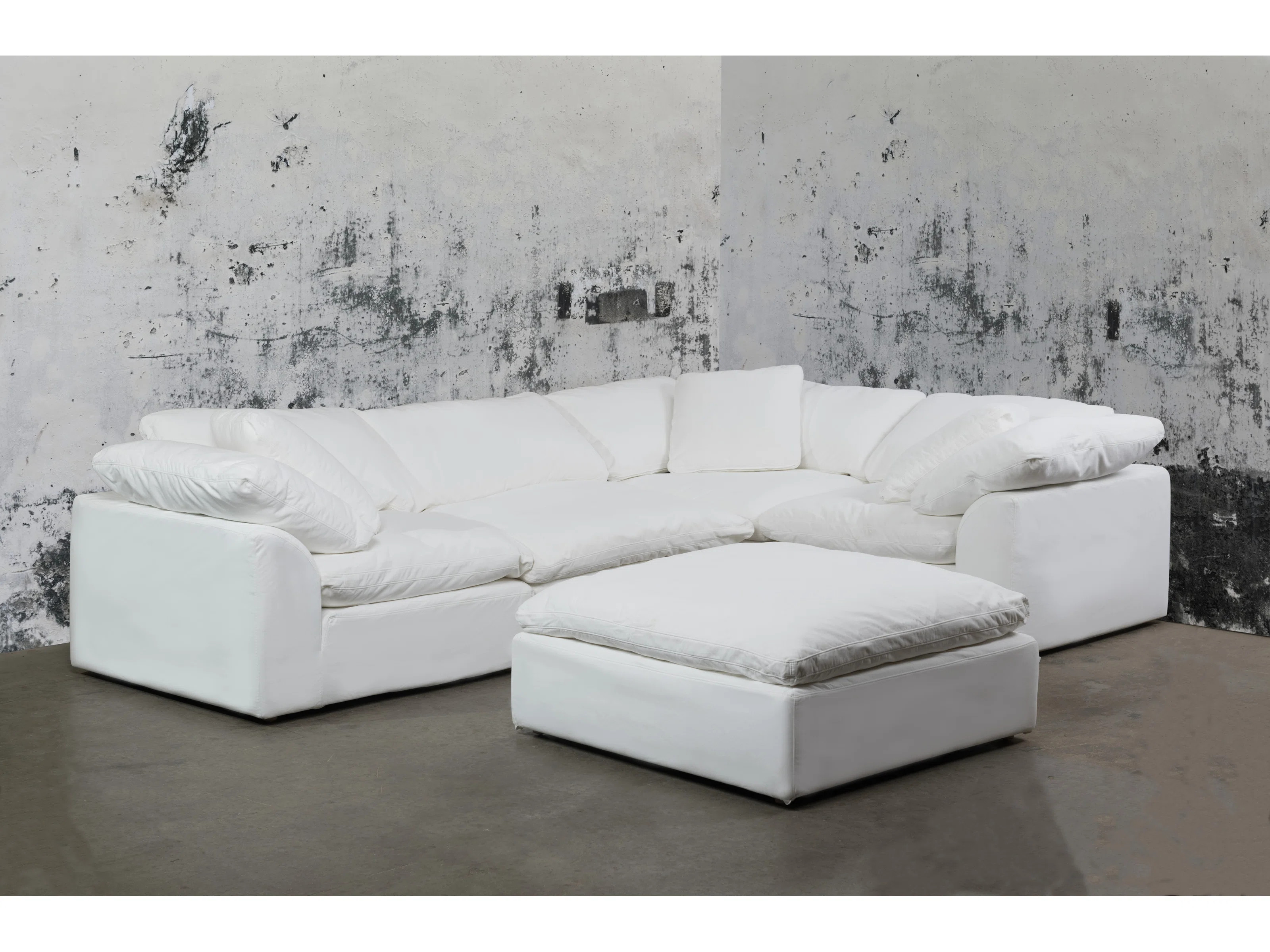 Cloud-Inspired 132" 5 Piece Oversized Deep Lounge Slipcovered Modular Corner Sectional with Rever... | Wayfair North America