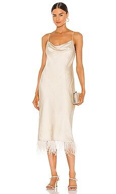 L'Academie The Mindy Midi Dress in Ivory from Revolve.com | Revolve Clothing (Global)