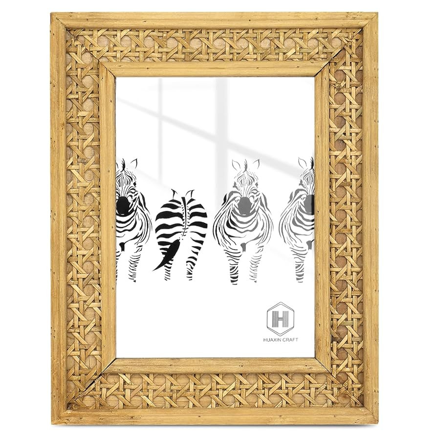 Rattan 4x6 picture Frame, Wicker Boho Rustic Photo Frame, Vintage Cany Stand Table Top Desk (4x6 ... | Amazon (US)