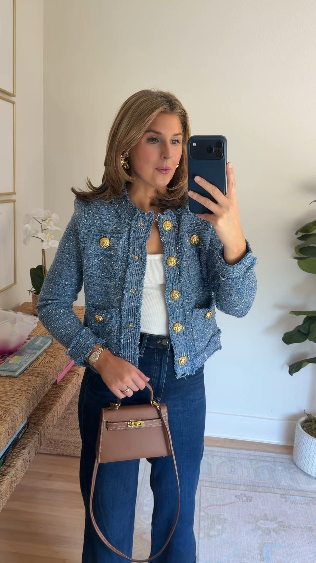 Darling new blue knot sweater! Wearing a S and 25 in jeans 