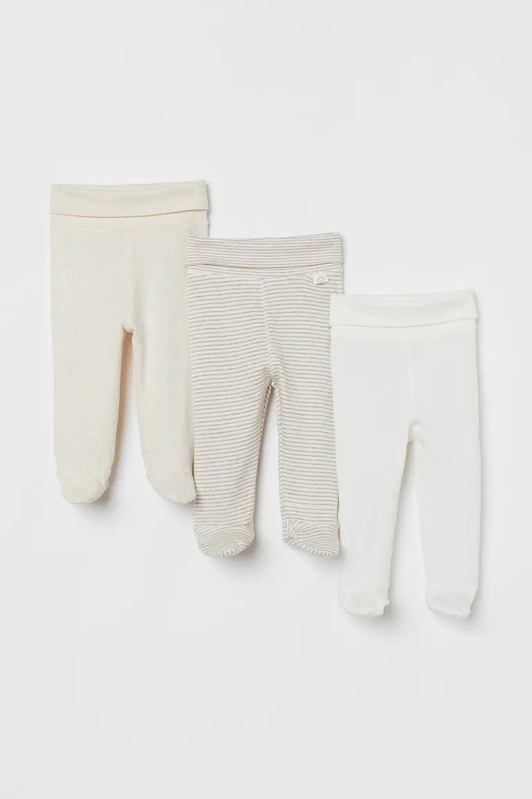 Conscious choice  Pants in soft cotton jersey. Wide foldover ribbing at waist and covered feet wi... | H&M (US + CA)