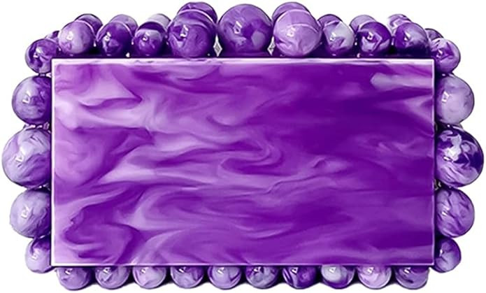 MELIMELI Acrylic Evening Beaded Clutch Box Bag for Women Glitter Marble Purse Handbag for Wedding... | Amazon (US)