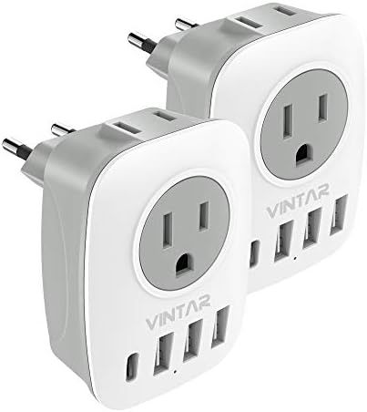 Amazon.com: [2-Pack] European Travel Plug Adapter, VINTAR International Power Adaptor with 1 USB ... | Amazon (US)