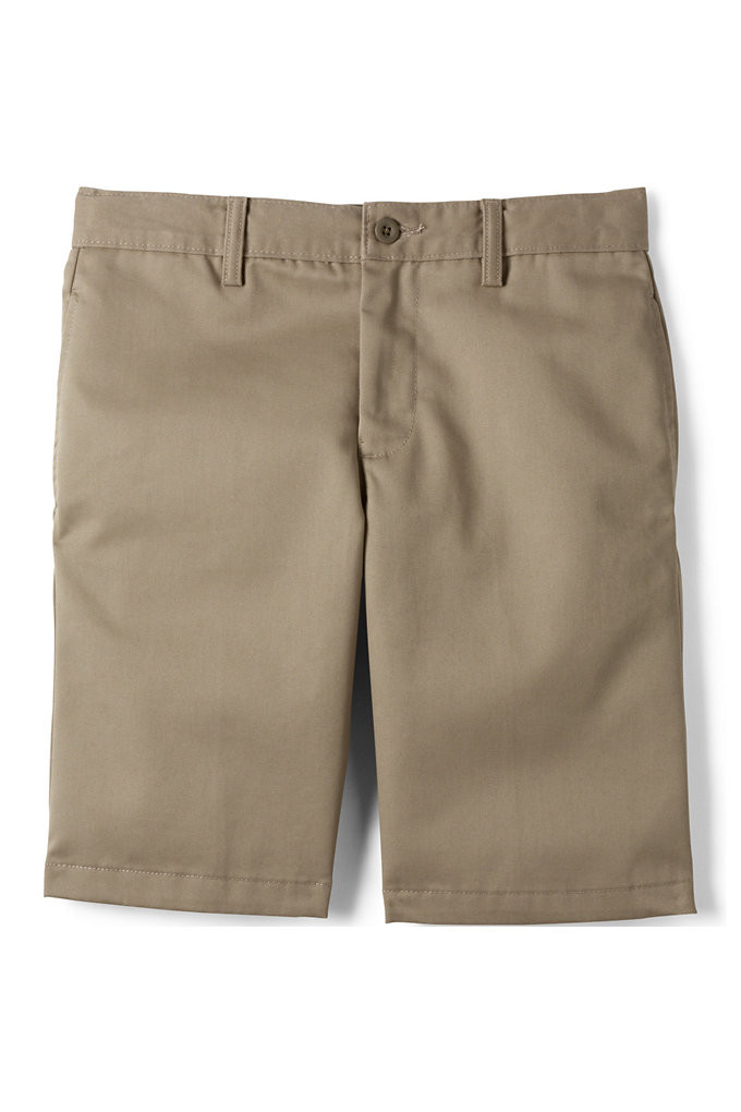 School Uniform Boys Slim Plain Front Wrinkle Resistant Chino Shorts - Lands' End - Tan - 12 | Lands' End (US)