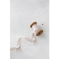 Red Polka Dot Linen-Blend Ribbon 5/8 | Etsy (US)