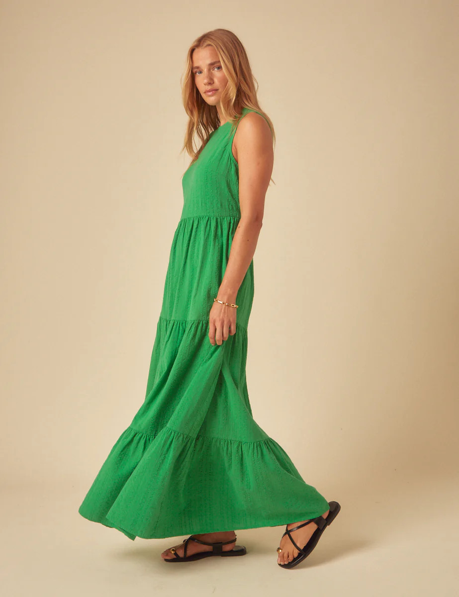 Green Tiered Astrid Midi Dress | Nobody's Child