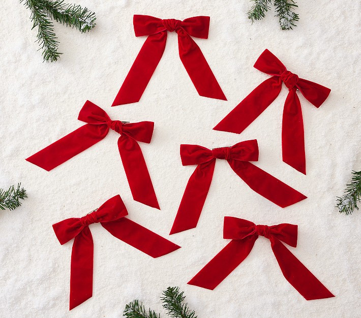 Red Velvet Bow Tree Clips, Set of 6 | Pottery Barn Kids