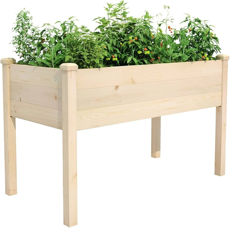Raised Garden Bed 48.5x24.4x30 Inch, Elevated Wood Planter Box with Legs for Vegetable Flower Her... | Amazon (US)