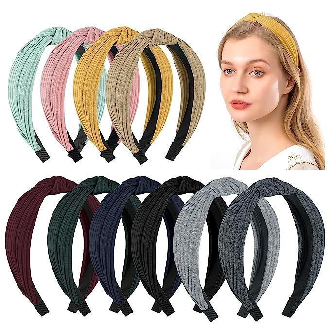 Sunolga 10pcs Knotted Headbands For Women Girl Soft Knitted Headbands For Women's Hair | Amazon (US)