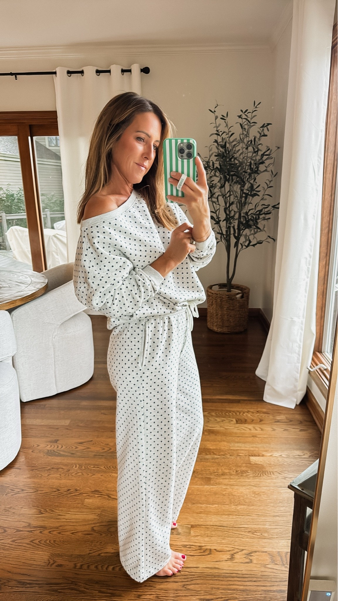 Seemed like the perfect rainy Sunday outfit. 
XS matching sweat set. 
Navy polka dots. 2 solid color options 
Walmart style

#LTKootd #LTKmomlife #LTKSeasonal
