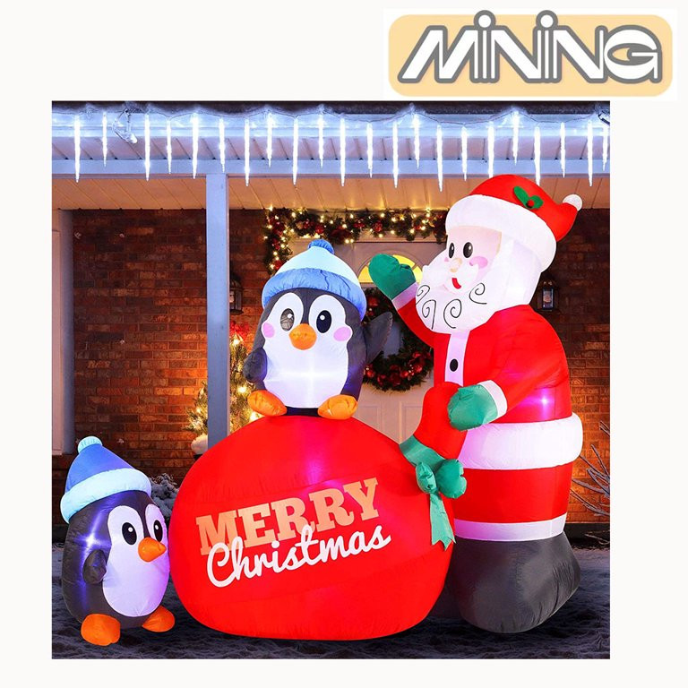 Santa with Penguins Inflatable with Build-in LEDs Blow Up Inflatables for Xmas Party Indoor, Outd... | Walmart (US)