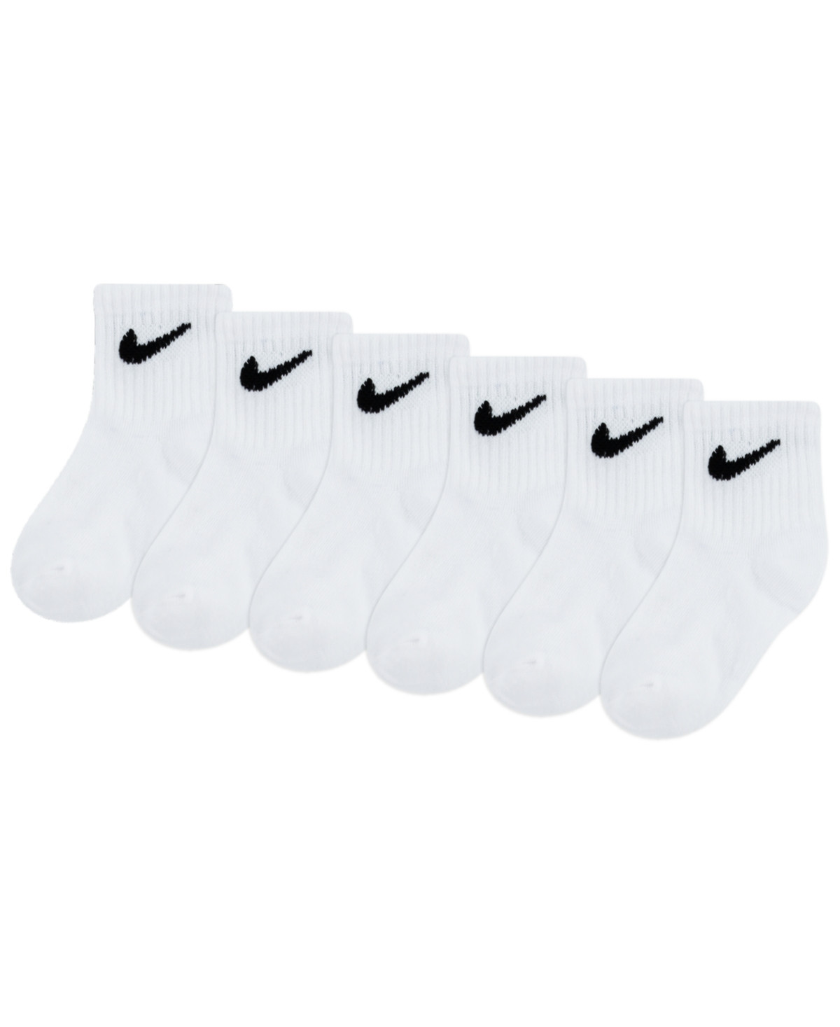 Nike Baby and Toddler Boys or Girls Swoosh Ankle Socks, Pack of 6 - White | Macy's