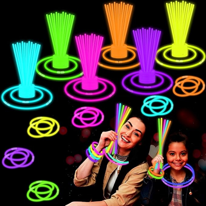 Glow Sticks Party Pack 8"-50, Light up Bracelets & Necklaces Accessories for Kids, Neon Glow in t... | Amazon (US)