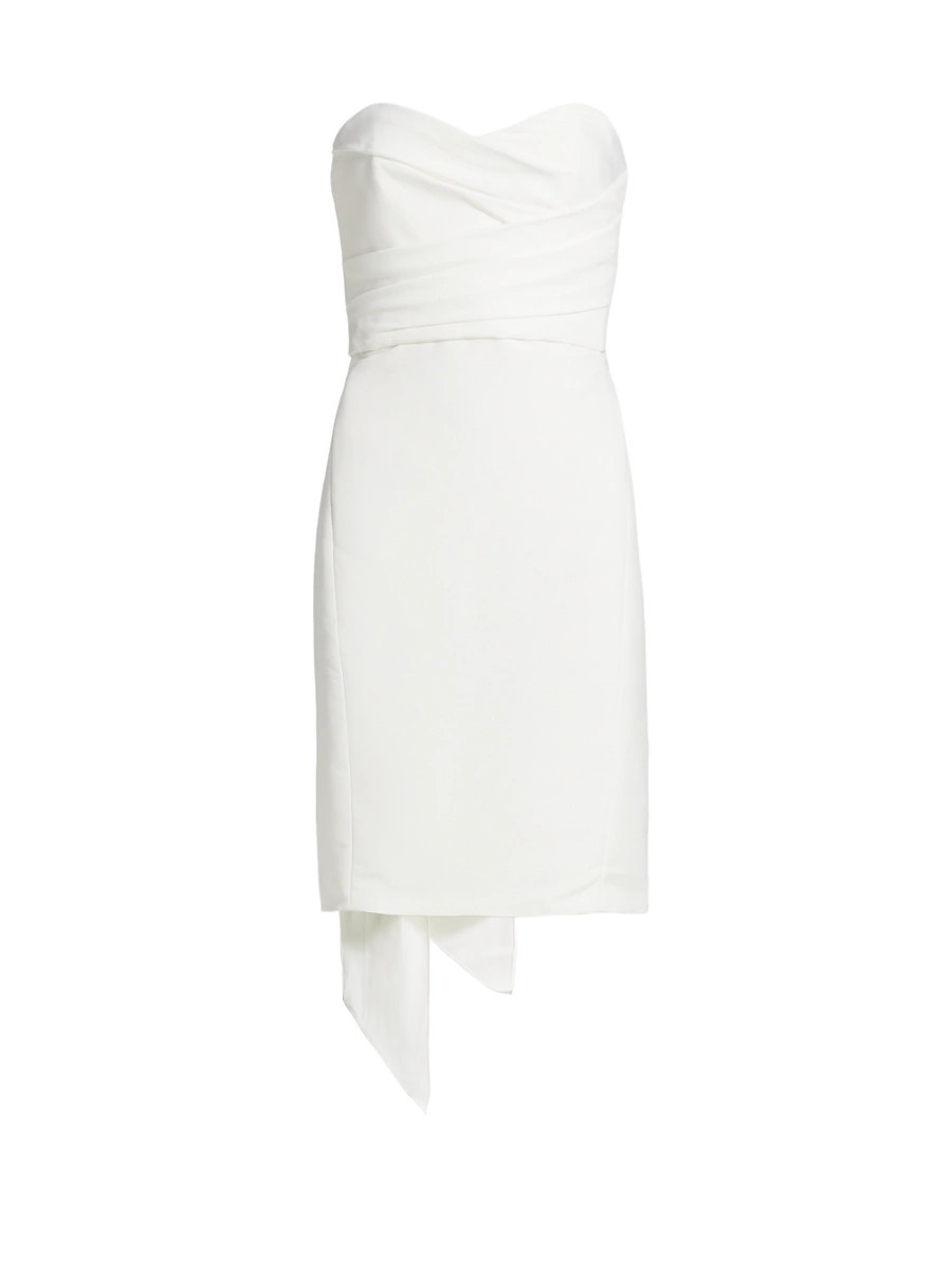 Women's Strapless Silk Faille Bow Dress - Silk White - Size 0 | Saks Fifth Avenue