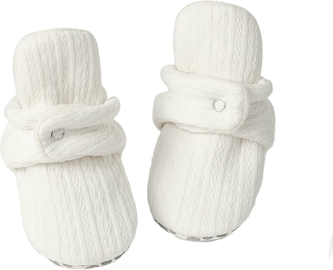Sawimlgy Newborn Infant Baby Girl Boy Cotton Booties Stay On Sock Slippers Soft Bedroom Shoes Non... | Amazon (US)