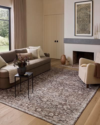 Loloi Amber Lewis Josie Collection JOS-02 Earth/Natural 9'-0" x 12'-0", .13" Pile Height, Low Profile, Machine Washable, Area Rug | Amazon (US)