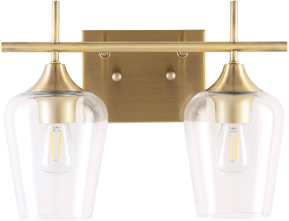 VONLUCE 2-Light Gold Vanity Light Fixtures Over Mirror, Wall Mount Modern Brass Bathroom Sconce w... | Amazon (US)