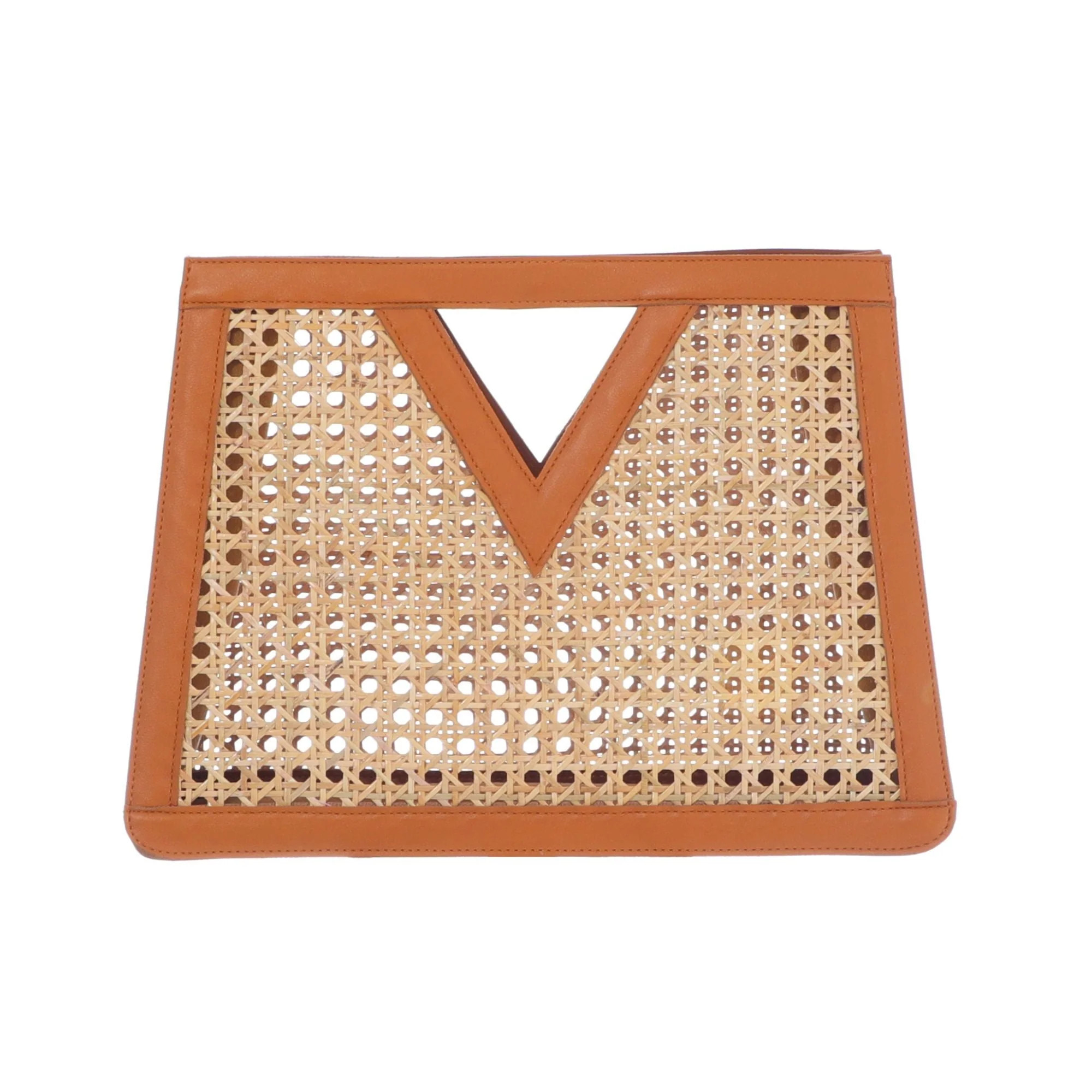 Brown Rattan Kane Clutch | Shop Simon