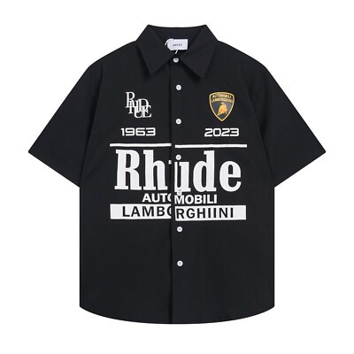 NEW Men Women RHUDE High Quality Leisure Cotton Short Sleeve Lapel Shirt SZ:S-XL | eBay US