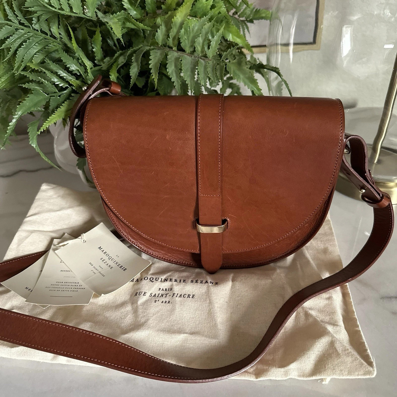 Sezane Claude Chocolat Heritage Brown Leather Smooth Shoulder Bag Crossbody | eBay AU