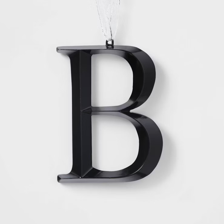 Metal Monogram Christmas Tree Ornament Black Letter - Wondershop™ | Target