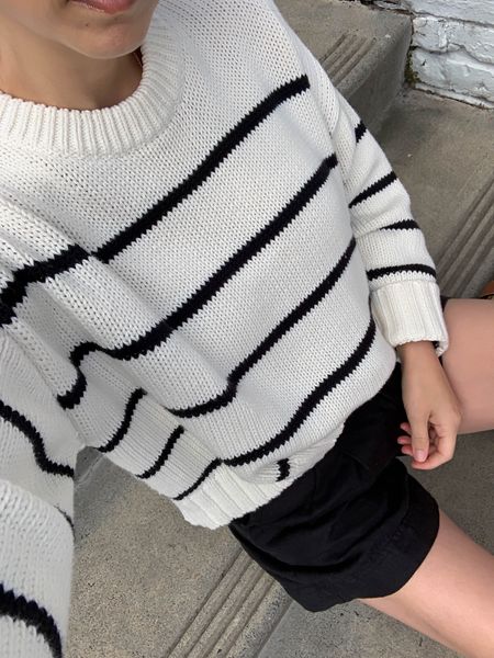 Jenni Kayne Chloe striped sweater back in stock. I’m in the xs. Such a classic closet staple and the quality is 💯 

Neutral capsule wardrobe. Striped sweater. Petite wardrobe. Stripes. 

#LTKstyletip #LTKSeasonal #LTKitbag