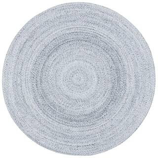 Braided Silver 7 ft. x 7 ft. Gradient Solid Color Round Area Rug | The Home Depot