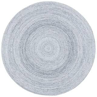 Braided Silver 7 ft. x 7 ft. Gradient Solid Color Round Area Rug | The Home Depot