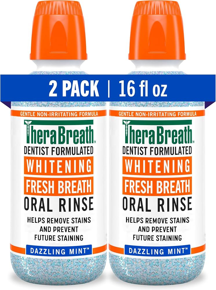 TheraBreath Whitening Mouthwash, Dazzling Mint, 16 oz, 2-Pack | Amazon (US)