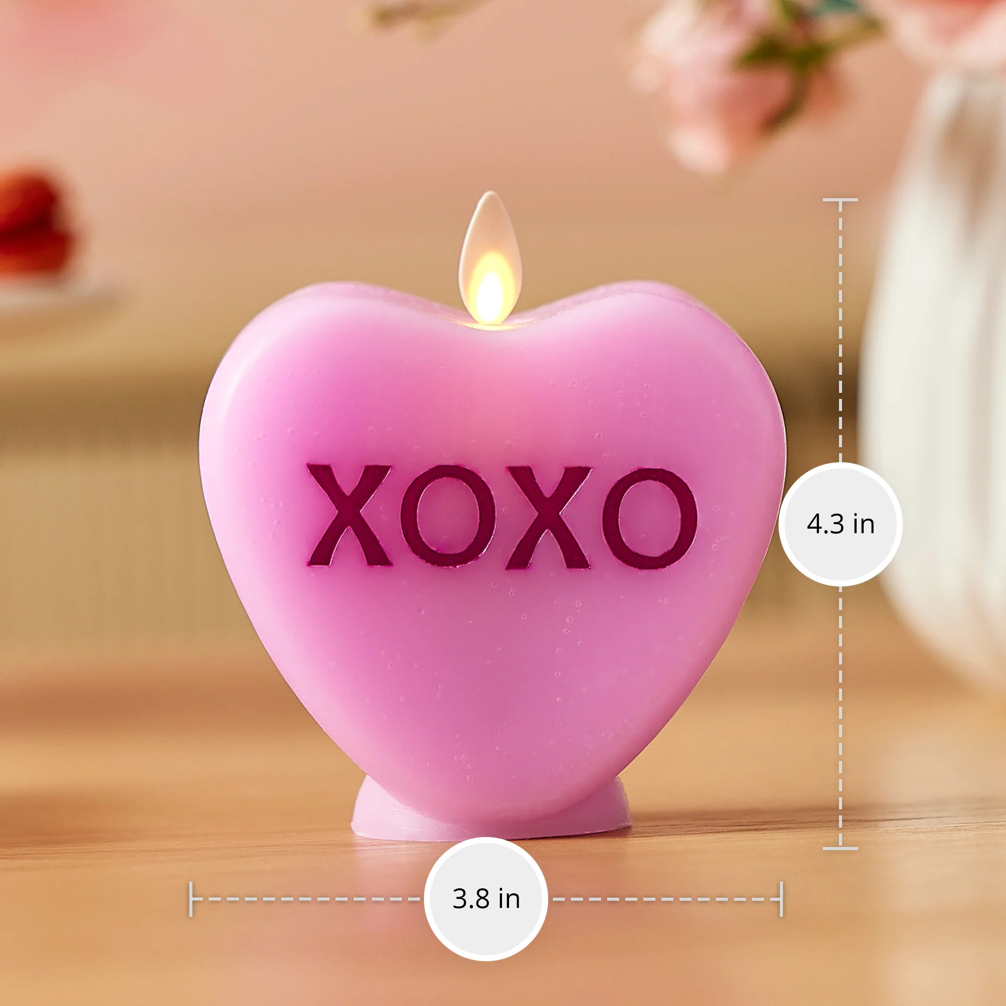 Pastel Orchid Flameless Candle Candy Heart "XOXO" | Luminara
