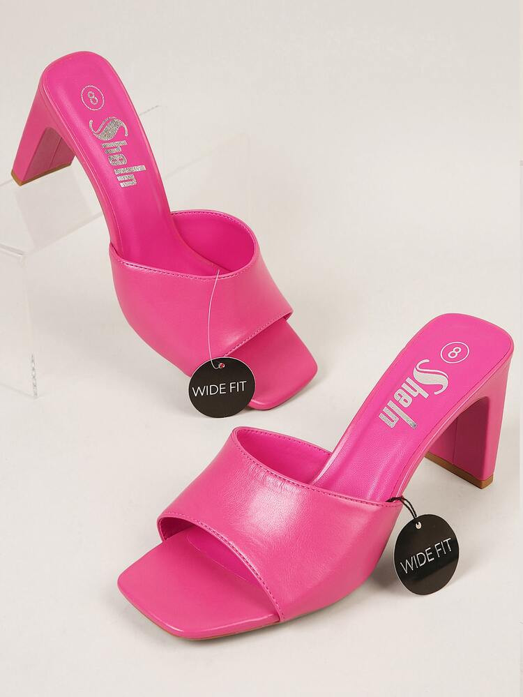 Wide Fit Open Toe Thick Strap Mule Heels | SHEIN