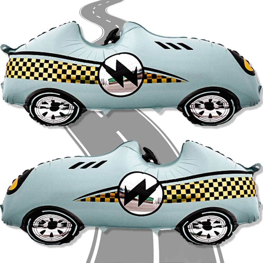 2 Pcs Large Race Car Balloons, 43 Inch Teal Blue Racing Balloons for Race Car Party Decorations T... | Amazon (US)