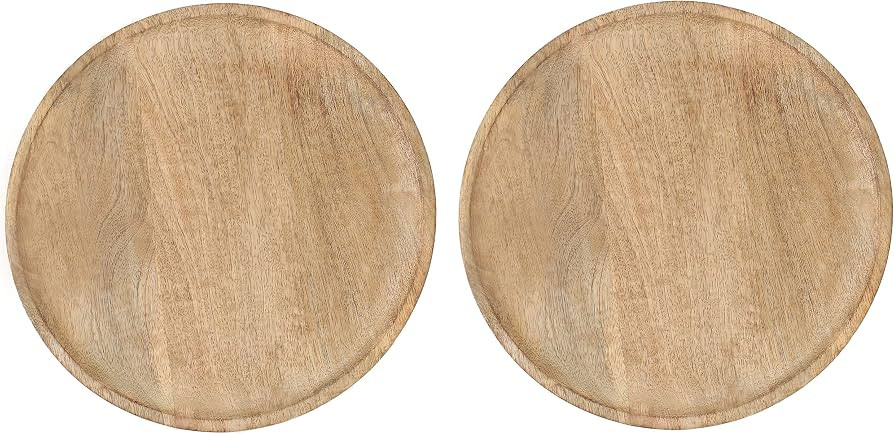 Natural Wooden Chargers for Dinner Plates Set of 2 - Elegant 13 Inch Decorative Placemats for Din... | Amazon (US)