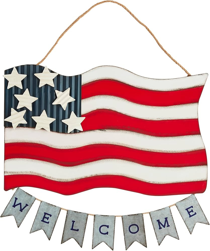 Mud Pie Americana Tin Door Hanger; 17 1/4" x 18 3/4" | Amazon (US)