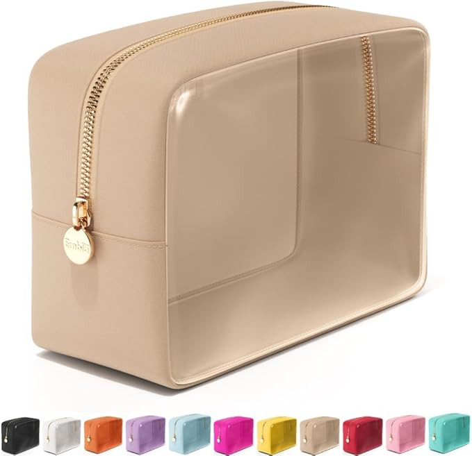 Embla Clear Cosmetic Bag Makeup Case, Clear Zipper Make Up Pouch and Toiletry Travel Tote, Cute S... | Amazon (US)