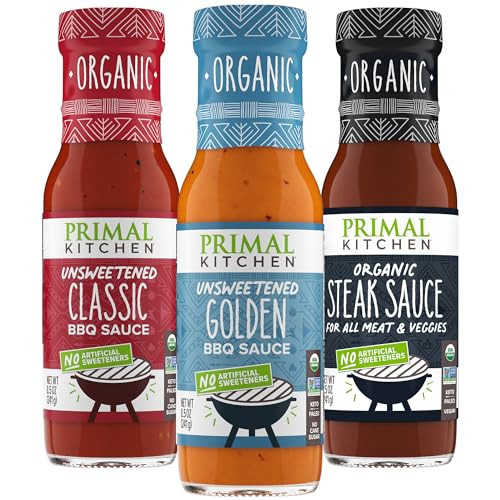 Primal Kitchen Organic Original BBQ, Golden BBQ & Steak Sauce 3-Pack, Made with Real Ingredients, No Cane Sugar or Corn Syrup | Amazon (US)